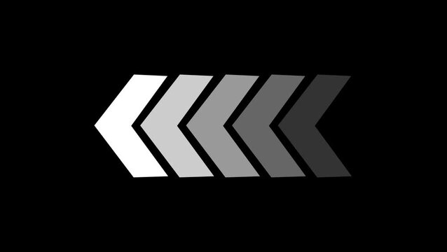 Right-directional arrow loop animation. Animated arrows for the overlay video layer. animation on black background.