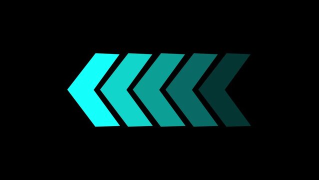 Right-directional arrow loop animation. Animated arrows for the overlay video layer. animation on black background.
