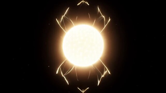 mystical glowing geometric orb transformation in dark cosmos