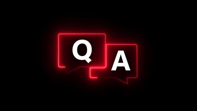 q and a question and answer animated session icon neon 4k screen Animated. Question and Answer the letters Q and A. Speech bubbles with Question and Answer icon 4k video animation.