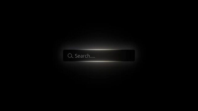 Search bar animation black background white neon search box overlay glowing search bar motion graphics youtube search bar animation overlay effects 4k typing search engine icon element transparent