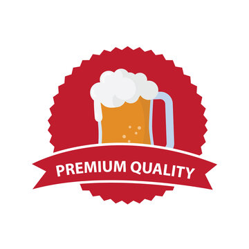 Premium Quality Beer Glass Ribbon Badge Label Icon