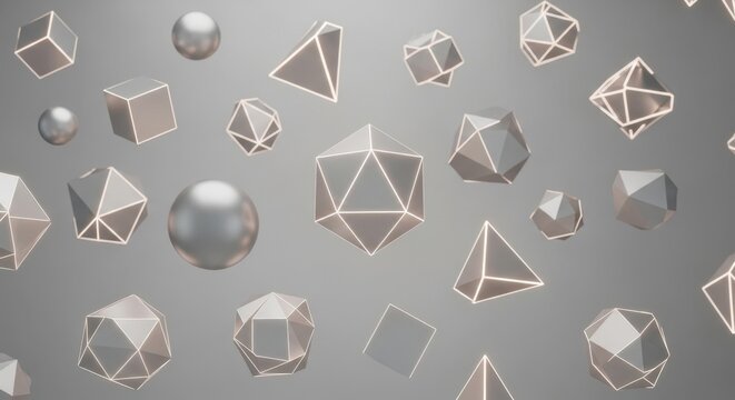 Abstract Geometric Shapes Floating in 3D Space.