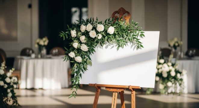 Elegant Wedding Seating Chart Display with Floral Decor.