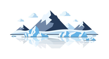 Majestic arctic landscape with snowy mountains and floating icebergs © Muzamil