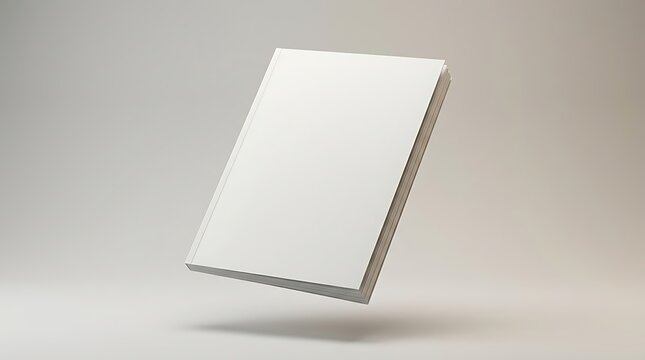 Blank white book cover floating in the air for design mockup. magazine mockup psd