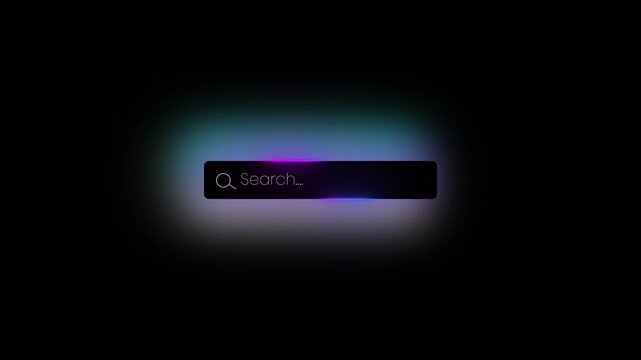 Search bar animation black background cyan neon search box overlay glowing search bar motion graphics youtube search bar animation overlay effects 4k typing search engine icon element. transparen
