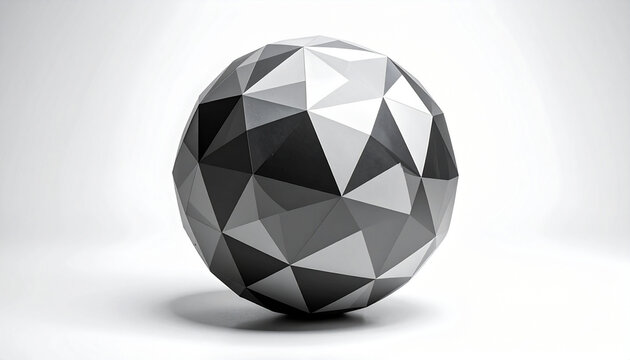 Geometric Black and White Polygonal Sphere for Design