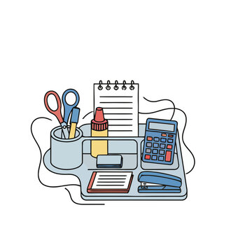 Desk organizer with office supplies