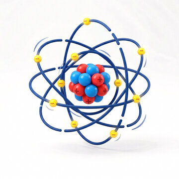 Mod&egrave;le scientifique d&rsquo;un atome avec noyau et &eacute;lectrons en illustration 3D