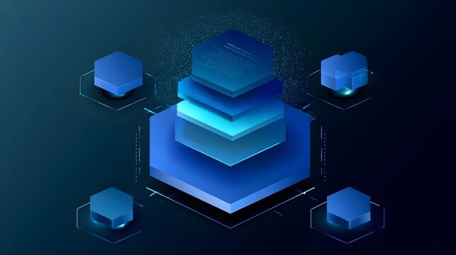 3 layers business technology infographic template with dark blue background - Layered diagram with space for your text - great slide template for enterprise presentations - vector modern design 