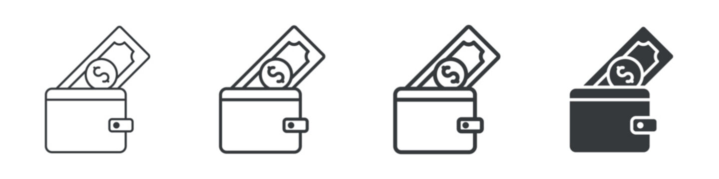 Wallet Different Icon Set Simple Style Collection 