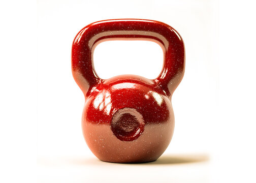 Shiny red kettlebell weight for fitness workout and exercise training studio.
