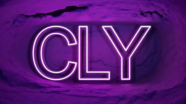 Bright and vivid neon sign featuring the letters CLY glowing on a purple background creating an energetic and modern visual feel inviting creativity and innovation into any space