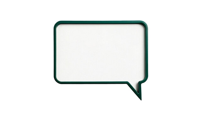 Simple white rectangular blank chat message bubble template isolated on transparent background