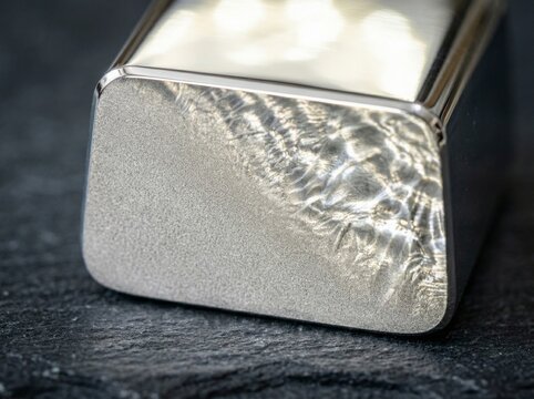 Polished steel ingot showing combination of matte sandblasted texture surfaces