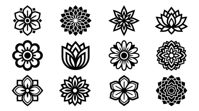 Black and white flower designs.
