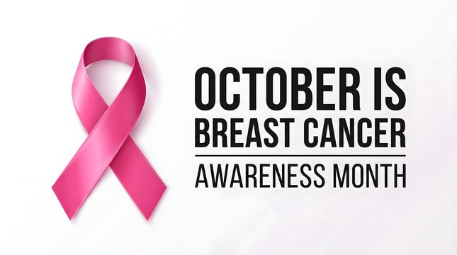 Breast cancer awareness month campaign pink ribbon symbol with october message for support and fundraising