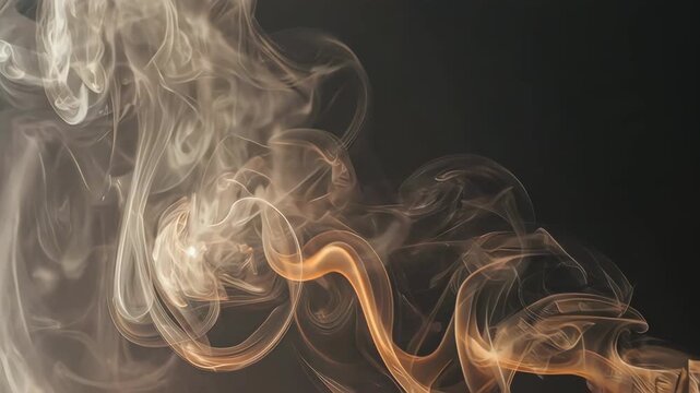 Golden Smoke Waves and Wisps over Dark Background