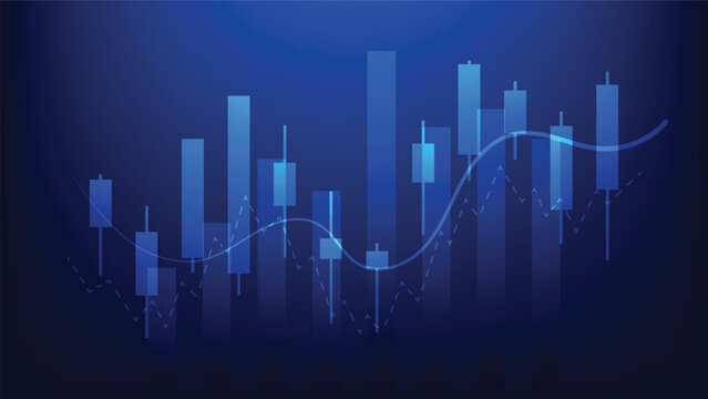 finance background. stock market candlesticks with bar chart