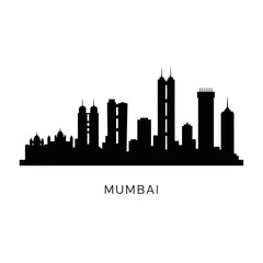 Obraz premium Mumbai Skyline Silhouette: Iconic Cityscape of Maharashtra, India