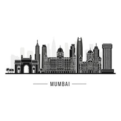 Fototapeta premium Mumbai Skyline Silhouette Illustration - Cityscape, Architecture, Urban Design