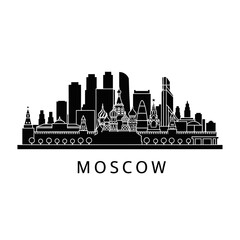 Naklejka premium Moscow skyline silhouette, black cityscape icon