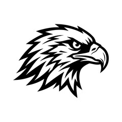 Fototapeta premium Fierce eagle head mascot logo in black and white.