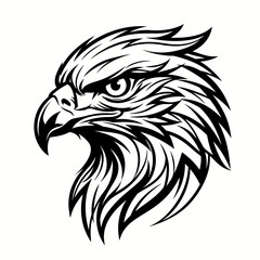 Fototapeta premium Fierce eagle head mascot black line art.