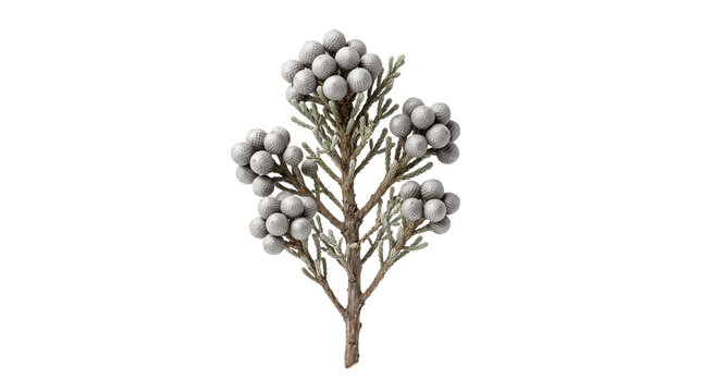 Single Brunia Silver Berry Branch Isolated on White Background Transparent PNG Decorative Botanical