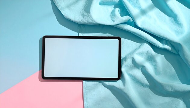Elegant Tablet Resting Pastel Fabric Surface