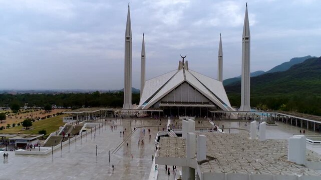 Top View of Faisal Mosque with Symmetrical Architecture