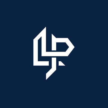 Geometric LP monogram logo on navy blue background.