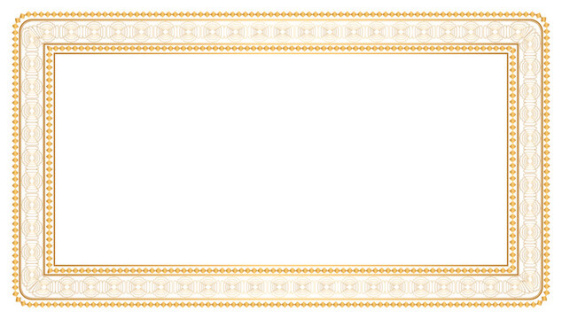 Luxury golden rectangle corner certificate border pattern line photo thai frame islamic wedding invitation background