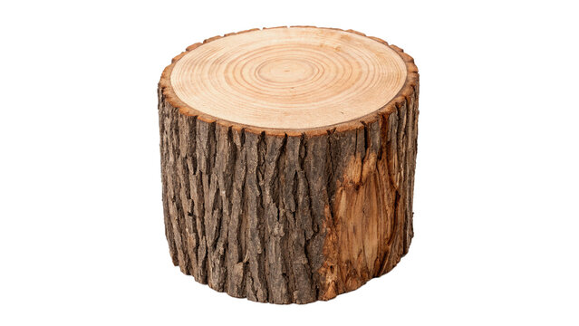 Natural round wooden log stump texture design element isolated on transparent background