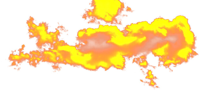 Bright Yellow and Orange Fluffy Clouds Isolated on transparent Background