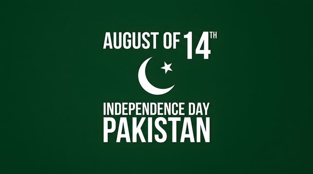  August 14 Pakistan Independence Day typography on bold green background