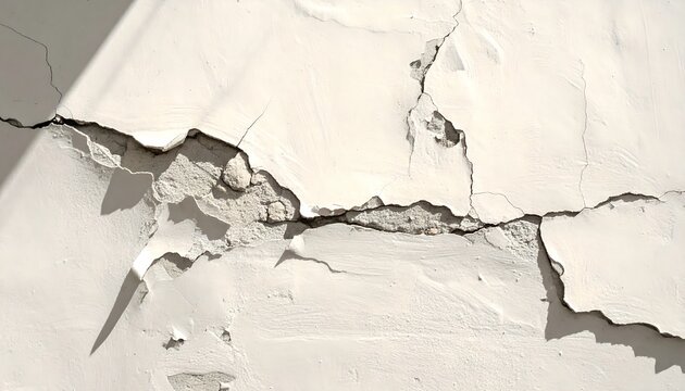 Aged Wall with Peeling White Paint and Cracks