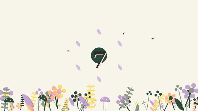 Minimalist Pastel Floral Garden Border Animation for Spring Projects on White Background