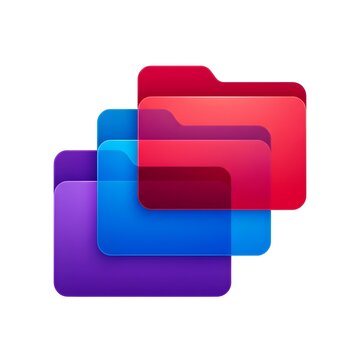Colorful overlapping folder icons set