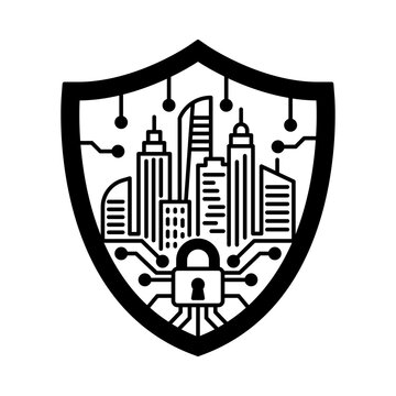 Smart City Cyber Shield Icon