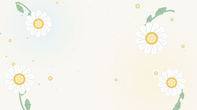 Minimalist White Daisy Flower Illustration Background with Copy Space for Spring and Summer Marketing