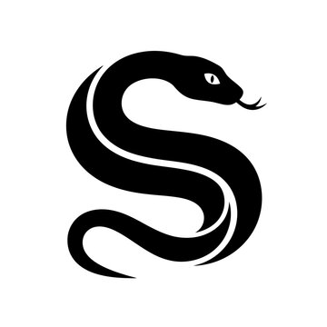 Minimalist black snake silhouette forming curved shape.