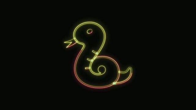 Snake Icon Neon Seamless Loop 4K with Black Background Animated Promotional Typography for Video Editing