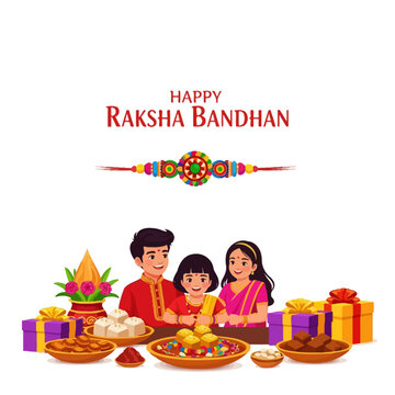 Happy Raksha Bandhan Family Celebration with Sweets and Gifts - Indian Festival