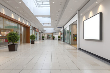Obraz premium Modern retail store with empty walkway and shelves isolated on transparent background