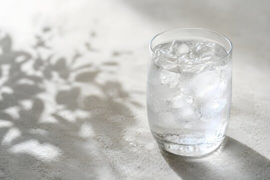 Iced glass with condensation on the stone surface