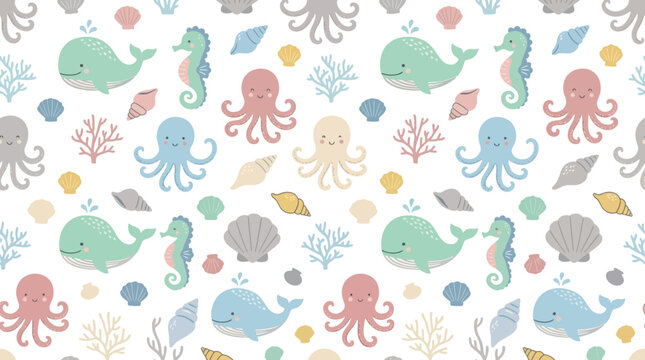 Cute Underwater Sea Creatures Pattern