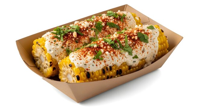 Grilled Mexican Street Corn Elotes with Sauce and Chili