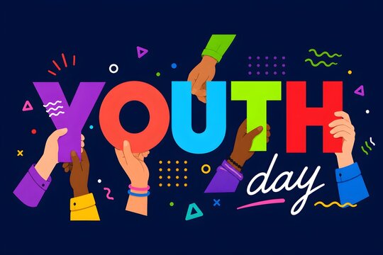Vibrant International Youth Day typography illustration